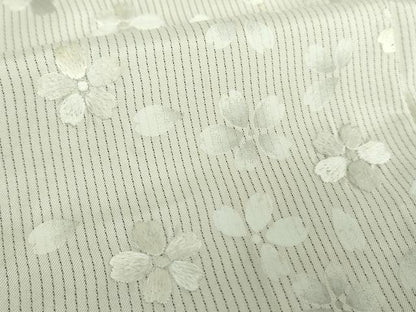 平和屋着物●本場縞大島紬　刺繍　舞桜　正絹　逸品　DAAY1060ps
