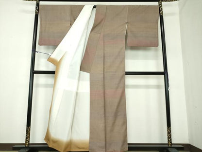 平和屋着物●訪問着　作家物　紬地　横段文　正絹　逸品　DAAY1088ps