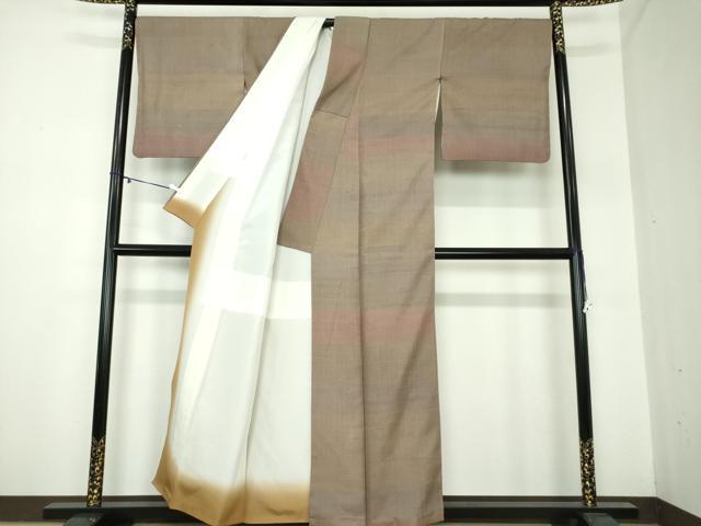 平和屋着物●訪問着　作家物　紬地　横段文　正絹　逸品　DAAY1088ps