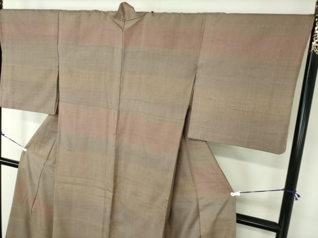 平和屋着物●訪問着　作家物　紬地　横段文　正絹　逸品　DAAY1088ps