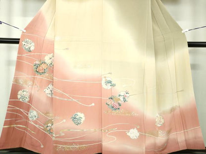 平和屋着物●訪問着　駒刺繍　雪輪花文　暈し染め　金銀彩　正絹　逸品　DAAY1089ps