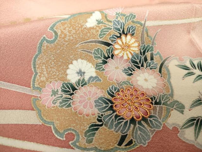 平和屋着物●訪問着　駒刺繍　雪輪花文　暈し染め　金銀彩　正絹　逸品　DAAY1089ps