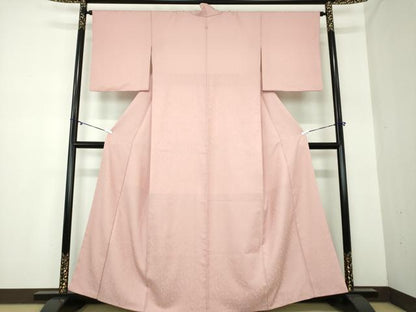 平和屋着物●洗える最高級着物　＜英＞はなぶさ謹製　色無地　更紗花唐草地紋　水柿色　洗える着物　逸品　DAAY1090ps