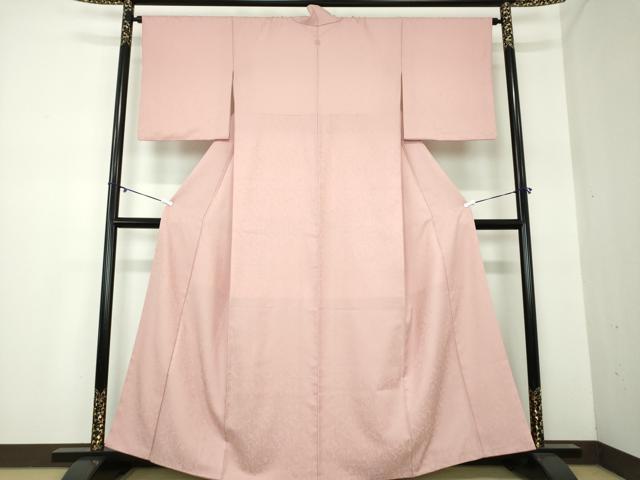 平和屋着物●洗える最高級着物　＜英＞はなぶさ謹製　色無地　更紗花唐草地紋　水柿色　洗える着物　逸品　DAAY1090ps