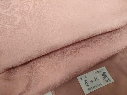 平和屋着物●洗える最高級着物　＜英＞はなぶさ謹製　色無地　更紗花唐草地紋　水柿色　洗える着物　逸品　DAAY1090ps
