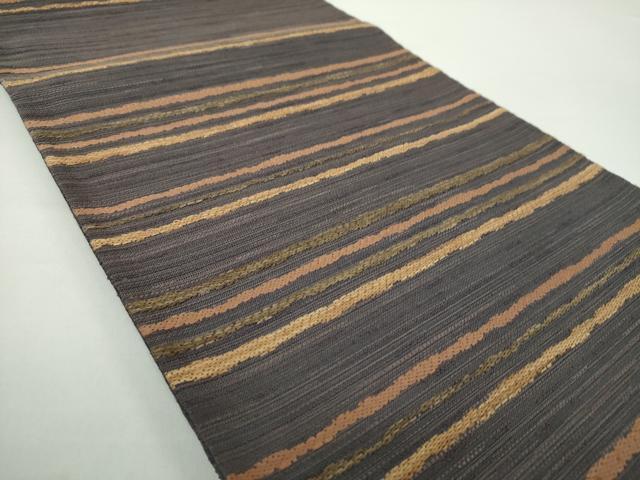 平和屋着物●六通柄袋帯　紬地　横段文　正絹　逸品　DAAY1119ps
