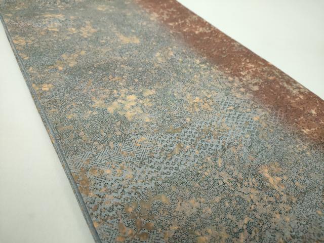 平和屋着物●全通柄袋帯 紬地 草花間道 金彩 正絹 逸品 DAAY1123ps