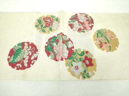 平和屋着物●セミアンティーク　六通柄袋帯　雪輪花文　金銀糸　正絹　逸品　DAAY1140ps