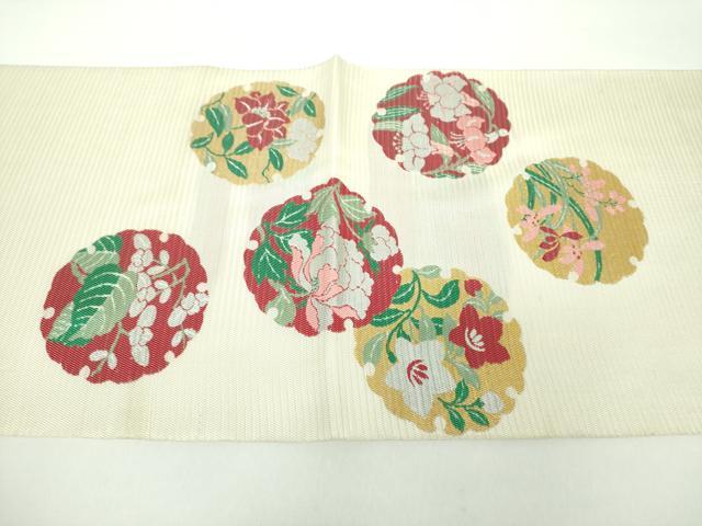 平和屋着物●セミアンティーク　六通柄袋帯　雪輪花文　金銀糸　正絹　逸品　DAAY1140ps