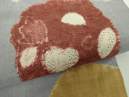平和屋着物●中国三大刺繍 スワトウ相良刺繍 汕頭相良刺繍 九寸開き名古屋帯 紬地 絞り 草花文 正絹 逸品 未使用 DAAY1166ps
