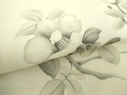 平和屋着物●塩瀬　九寸名古屋帯　作家物　手描き　枝椿　金彩　正絹　逸品　DAAY1182ps