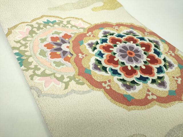 平和屋着物●爪掻き本綴れ 八寸名古屋帯 正倉院花文 金銀糸 正絹 逸品 DAAY1185ps