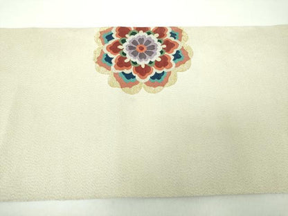 平和屋着物●爪掻き本綴れ 八寸名古屋帯 正倉院花文 金銀糸 正絹 逸品 DAAY1185ps