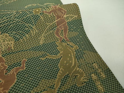 平和屋着物●本場筑前博多織 八寸名古屋帯 鳥獣戯画 正絹 逸品 DAAY1194ps