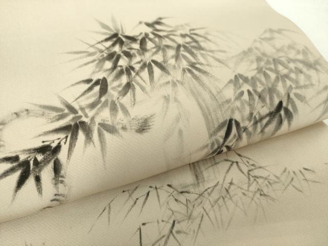平和屋着物●塩瀬 九寸名古屋帯 手描き 龍虎 笹竹文 正絹 逸品 DAAY1196ps