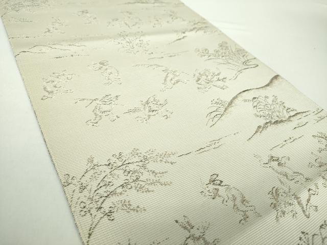 平和屋着物●本場筑前博多織 八寸名古屋帯 鳥獣戯画 正絹 逸品 DAAY1202ps