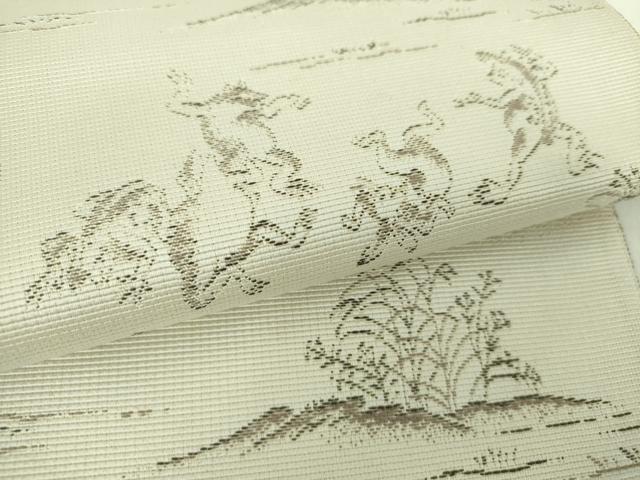 平和屋着物●本場筑前博多織 八寸名古屋帯 鳥獣戯画 正絹 逸品 DAAY1202ps