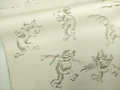 平和屋着物●本場筑前博多織 八寸名古屋帯 鳥獣戯画 正絹 逸品 DAAY1202ps