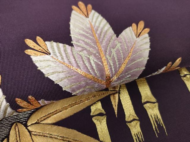 平和屋着物●爪掻き本綴れ　八寸名古屋帯　駒刺繍　総刺繍　雪輪松竹文　金糸　正絹　逸品　DAAY1223ps