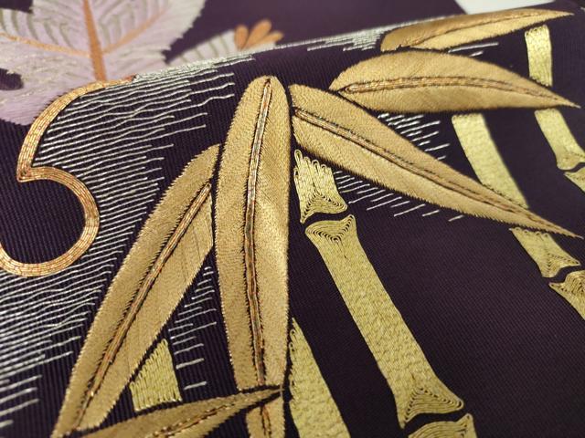 平和屋着物●爪掻き本綴れ　八寸名古屋帯　駒刺繍　総刺繍　雪輪松竹文　金糸　正絹　逸品　DAAY1223ps