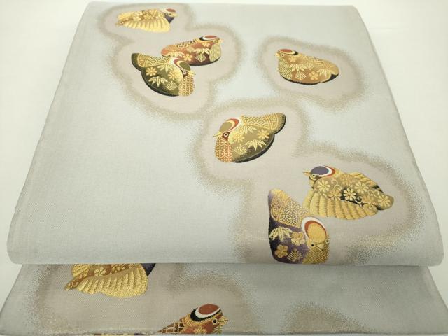 平和屋着物●両面 六通柄袋帯 福良雀 金糸 正絹 逸品 DAAY1233ps