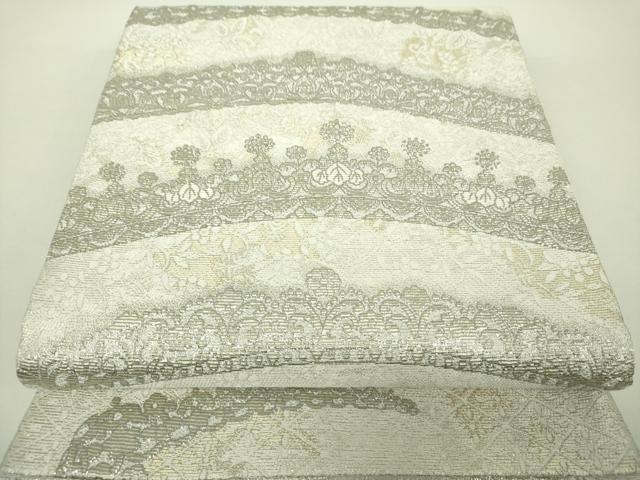 平和屋着物●極上 両面 六通柄袋帯 金華山織 TIARA プラチナ箔 正絹 逸品 DAAY1244ps