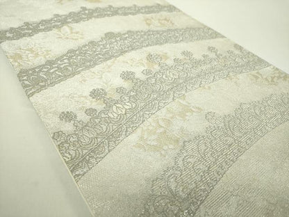 平和屋着物●極上 両面 六通柄袋帯 金華山織 TIARA プラチナ箔 正絹 逸品 DAAY1244ps