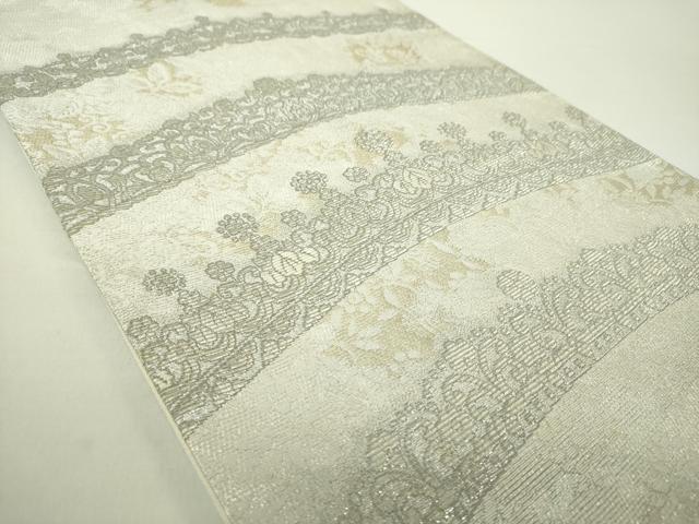 平和屋着物●極上 両面 六通柄袋帯 金華山織 TIARA プラチナ箔 正絹 逸品 DAAY1244ps