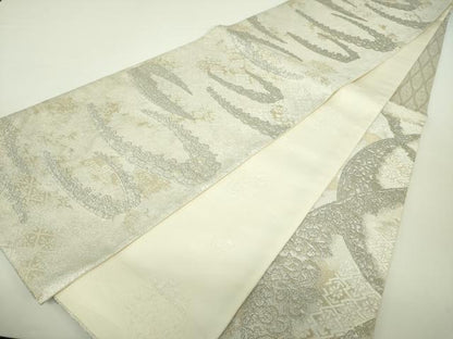 平和屋着物●極上 両面 六通柄袋帯 金華山織 TIARA プラチナ箔 正絹 逸品 DAAY1244ps