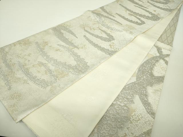 平和屋着物●極上 両面 六通柄袋帯 金華山織 TIARA プラチナ箔 正絹 逸品 DAAY1244ps