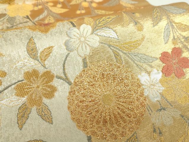 平和屋着物●六通柄袋帯　菊桐桜花文　金銀糸　引箔　正絹　逸品　DAAY1263ps