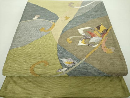 平和屋着物●綴れ 太鼓柄袋帯 花唐草文 正絹 逸品 DAAY1273ps