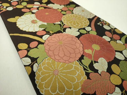 平和屋着物●六通柄袋帯　紹巴　菊文　正絹　逸品　DAAY1303ps