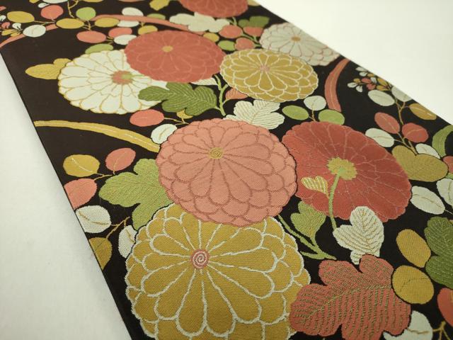 平和屋着物●六通柄袋帯　紹巴　菊文　正絹　逸品　DAAY1303ps