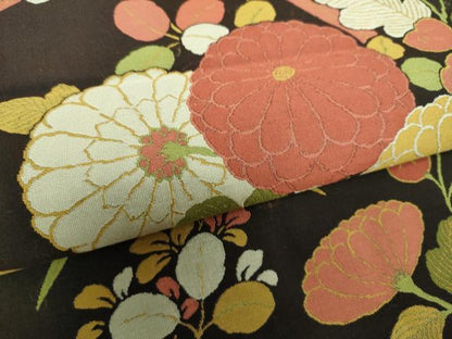 平和屋着物●六通柄袋帯　紹巴　菊文　正絹　逸品　DAAY1303ps