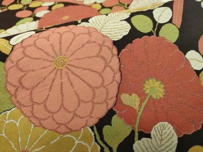 平和屋着物●六通柄袋帯　紹巴　菊文　正絹　逸品　DAAY1303ps