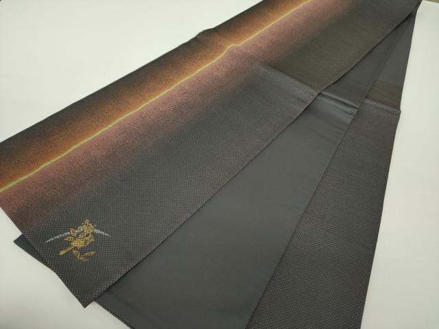 平和屋着物●六通柄袋帯 ワンポイント 間道 金彩 銀通し地 正絹 逸品 DAAY1309ps