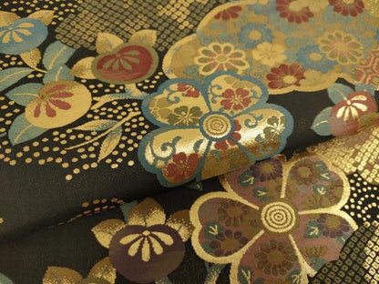 平和屋着物●六通柄袋帯 雲取り吉祥花文 金糸 正絹 逸品 DAAY1320ps