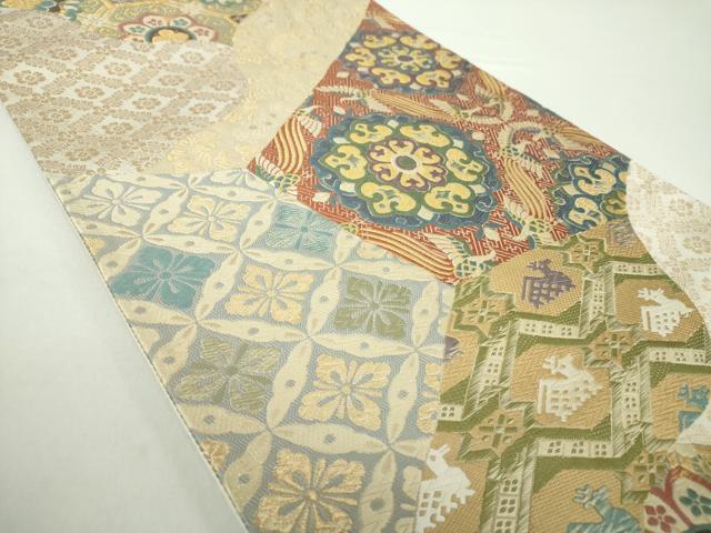 平和屋着物●六通柄袋帯 唐織 名物裂繍文 金糸 正絹 逸品 DAAY1347ps
