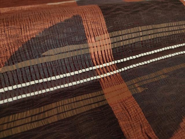 平和屋着物▽太鼓柄袋帯 スリーシーズン帯 春 夏 秋 櫛織り 半円 正絹 逸品 DAAY1348ps