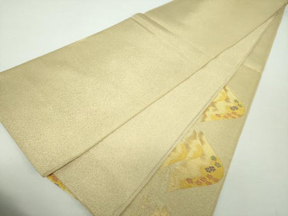 平和屋着物●綴れ　太鼓柄袋帯　遠山花文　金糸　正絹　逸品　DAAY1362ps