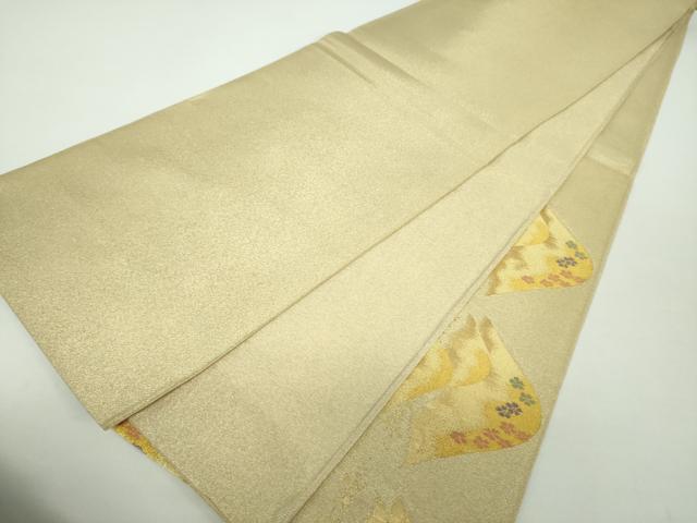 平和屋着物●綴れ　太鼓柄袋帯　遠山花文　金糸　正絹　逸品　DAAY1362ps