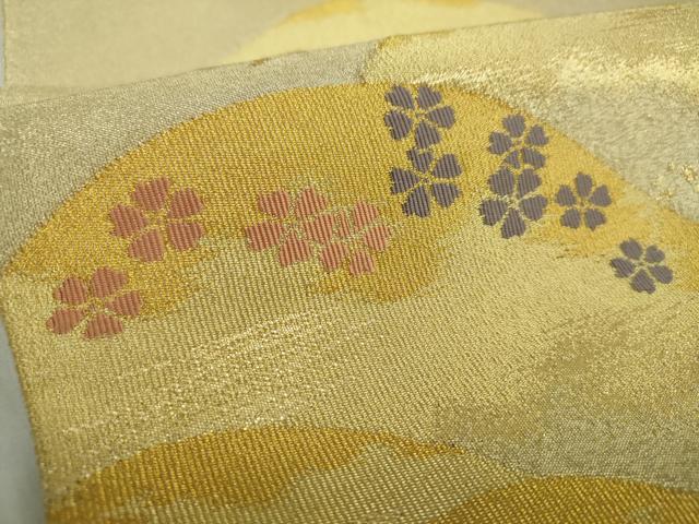 平和屋着物●綴れ　太鼓柄袋帯　遠山花文　金糸　正絹　逸品　DAAY1362ps
