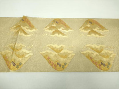 平和屋着物●綴れ　太鼓柄袋帯　遠山花文　金糸　正絹　逸品　DAAY1362ps