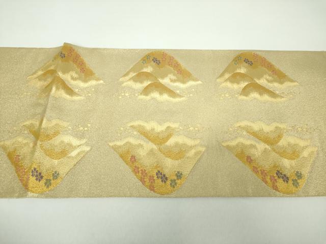 平和屋着物●綴れ　太鼓柄袋帯　遠山花文　金糸　正絹　逸品　DAAY1362ps