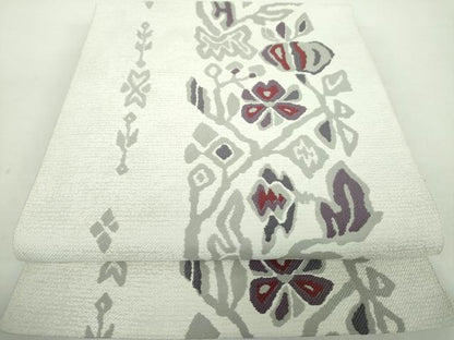 平和屋着物●八寸名古屋帯　草花間道　正絹　逸品　DABE5626ps