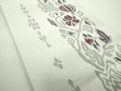 平和屋着物●八寸名古屋帯　草花間道　正絹　逸品　DABE5626ps