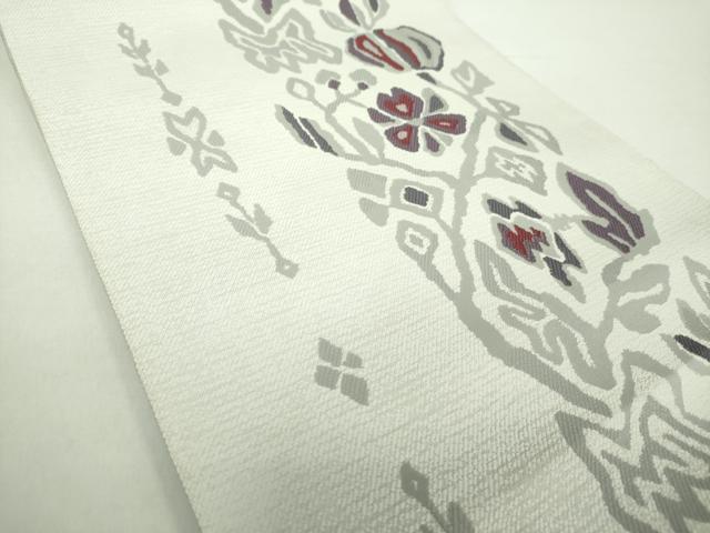 平和屋着物●八寸名古屋帯　草花間道　正絹　逸品　DABE5626ps