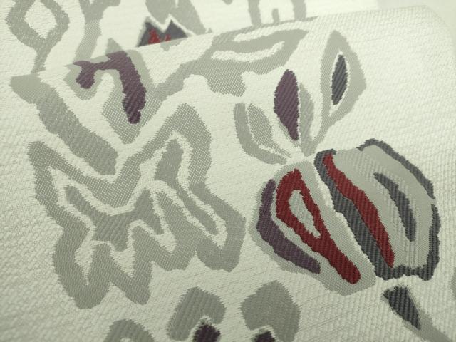 平和屋着物●八寸名古屋帯　草花間道　正絹　逸品　DABE5626ps