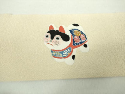 平和屋着物●九寸名古屋帯　玩具文様　犬張子　金彩　鬼しぼ縮緬　正絹　逸品　DAAY1379ps